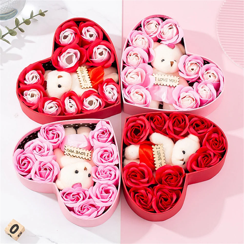Heart-shaped rose red gift box for Valentine's Day, Christmas, New Year, Mother's Day, or birthday gifts