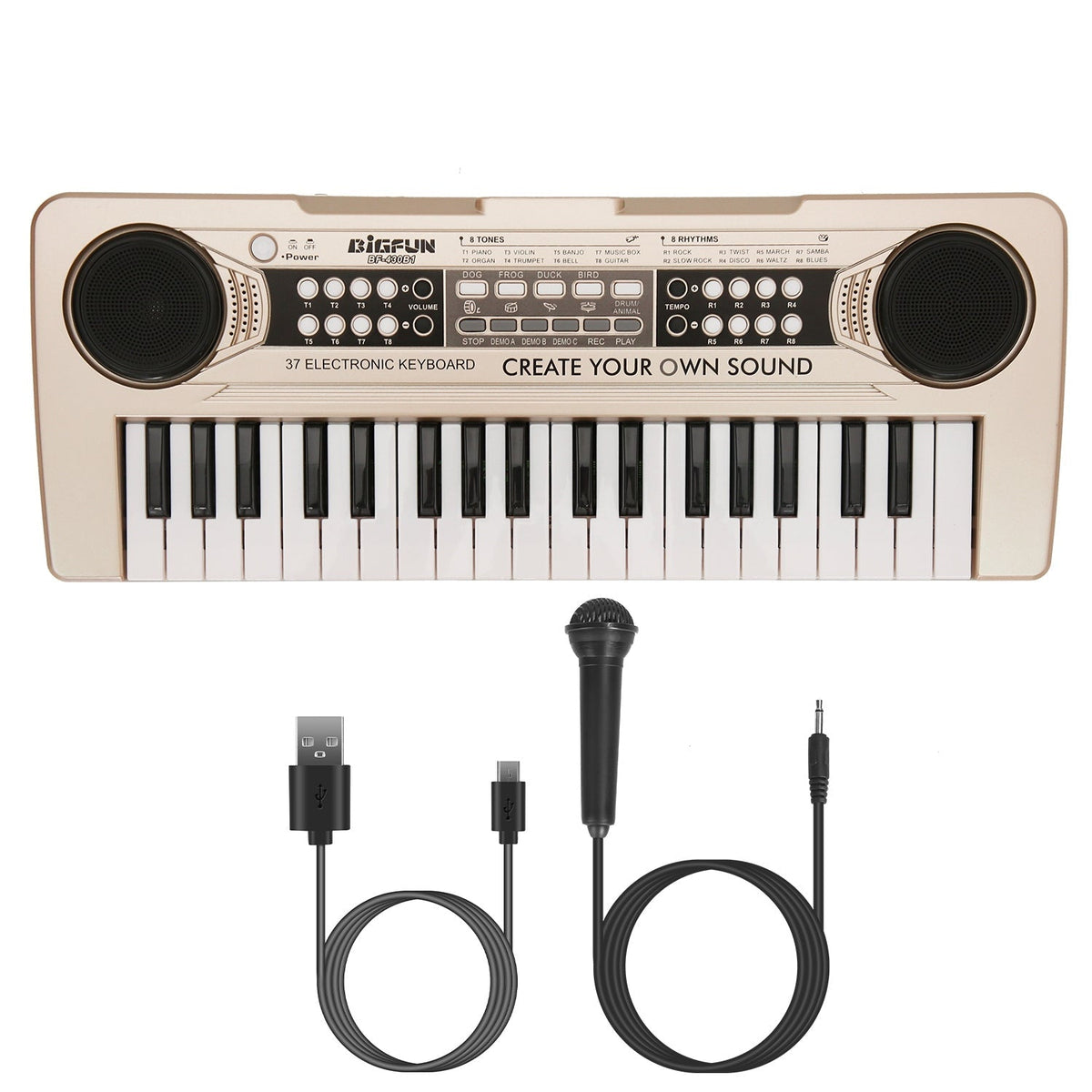 GBruno Store 37-key digital electronic keyboard with microphone, colorful kids' electric piano for children ages 3-10, educational toy