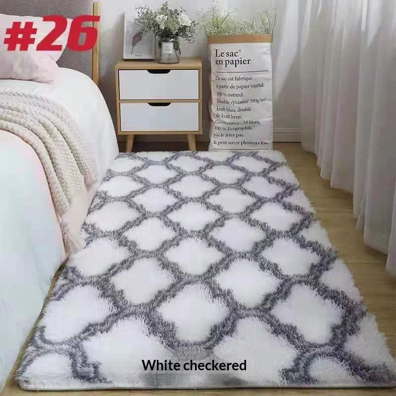 Solid color silk-wool carpet for bedroom bedside or living room by My Store