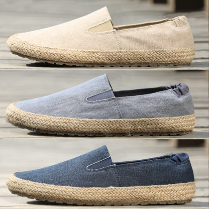 Men's Chinese style summer fisherman slip-ons by BACKUPMYFILESNOW® featuring breathable fabric and traditional design.