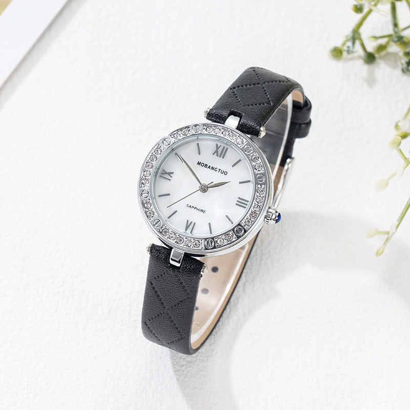 Women's waterproof high-end watch with belt, My Store brand, shown in a sleek close-up view