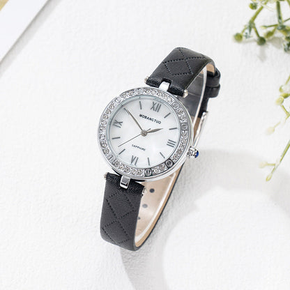 Women's waterproof high-end watch with belt, My Store brand, shown in a sleek close-up view