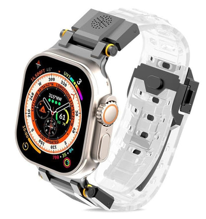 Metal aromatherapy watch band with a sleek design and accessory details