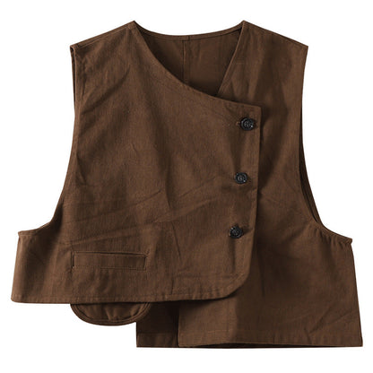 Retro women's vest casual jacket sleeveless design in a vintage-inspired style
