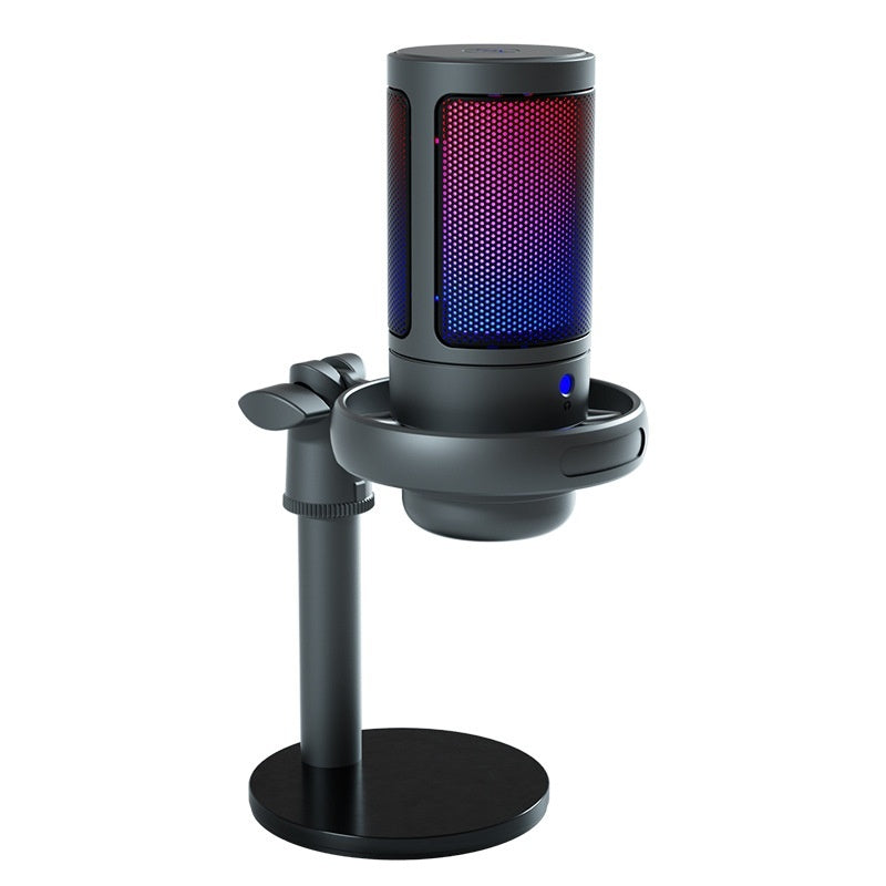 RGB colorful condenser microphone for live broadcast with wired connection