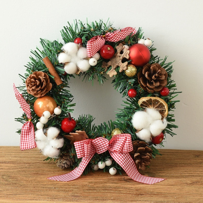 Christmas garland bow door hanging with festive greenery for window and Christmas decoration