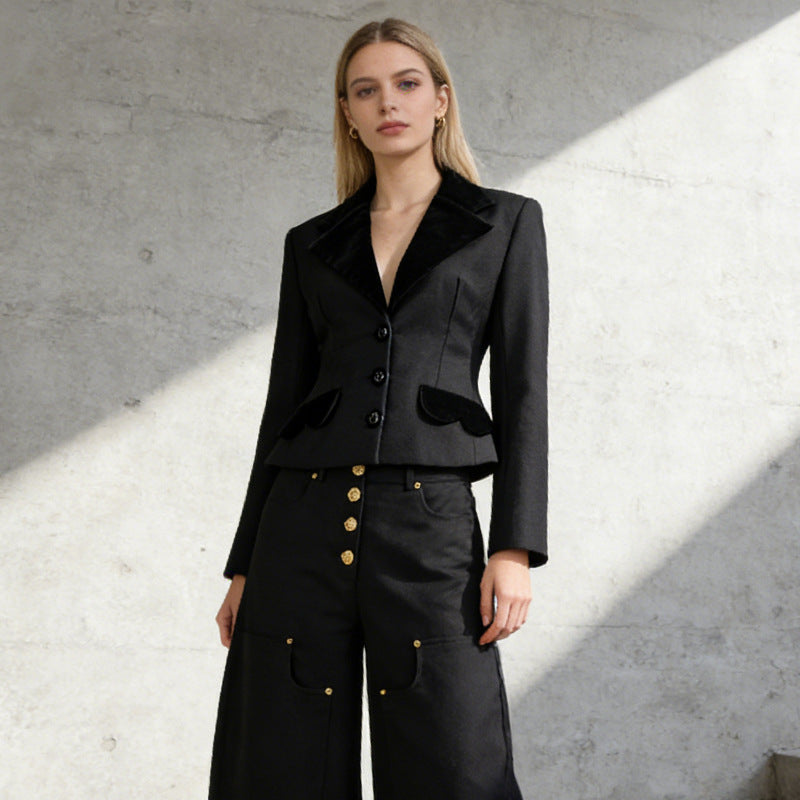 Women's commuter-style slim-fit fashion blazer in a tailored silhouette
