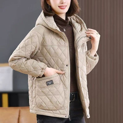 Women's winter quilted cotton-padded jacket coat by My Store, shown in detail
