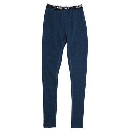 Women's merino wool base-layer pants, outdoor quick-dry tights in black fleece-lined fabric