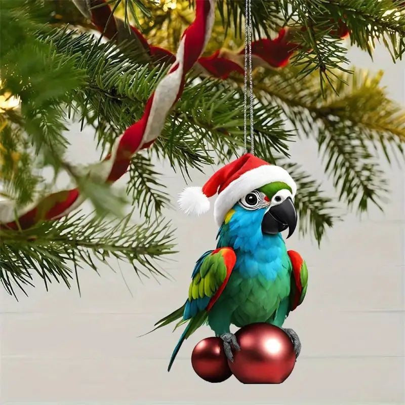 Acrylic Christmas tree decoration flat hanging ornament with festive Christmas design