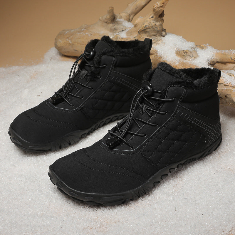 Winter cotton shoes with outer velvet thickening, cozy insulated design, side view