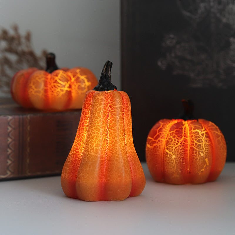 Halloween pumpkin lantern simulation pumpkin LED candle lamp, glowing resin luminous pumpkin decoration
