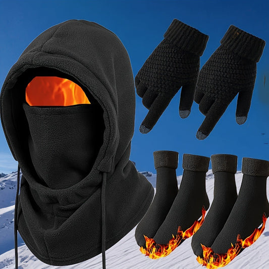 Winter warm hat, gloves and socks set by My Store displayed together