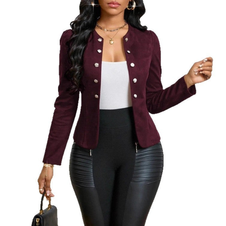 Women’s double-breasted long-sleeve unlined suit jacket by My Store