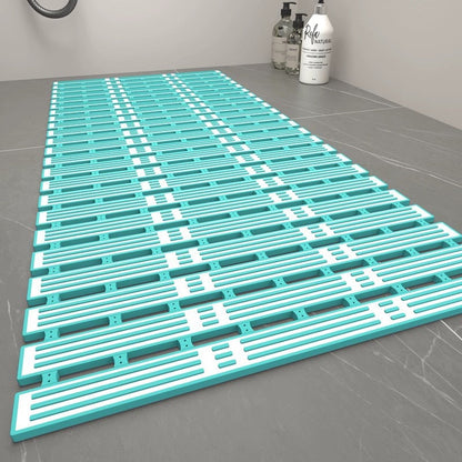 Bamboo-strand drainage bathroom non-slip mat with slatted design and textured surface
