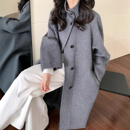 Women's long wool coat with single-breasted design by My Store