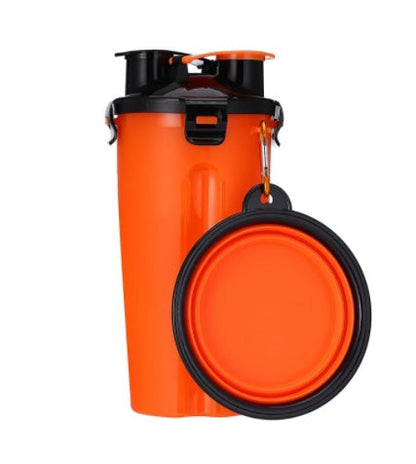 2-in-1 portable pet water bottle dispenser with silicone bowl for dogs and cats