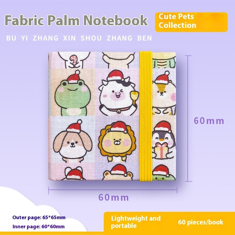 Fabric watercolor notebook for art students, square portable painting sketchbook in blue cover