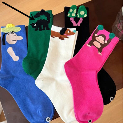 Illustrated spring socks for women by My Store in a trendy colorful design