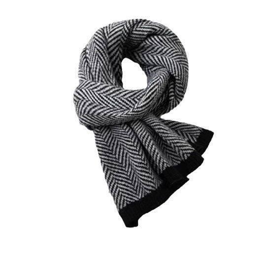 Vintage Chinese-character pattern cashmere scarf for women, featuring an intricate character print in neutral tones