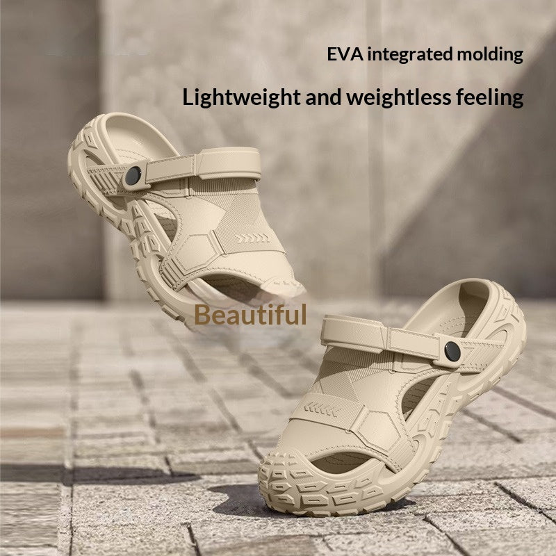 Summer outdoor non-slip soft-soled closed-toe half-slippers in a casual design