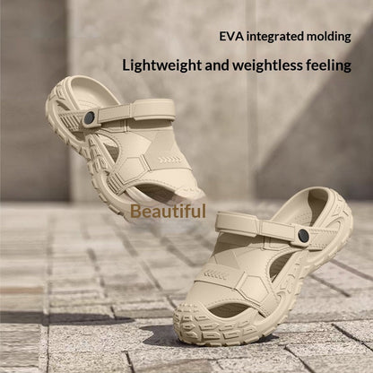 Summer outdoor non-slip soft-soled closed-toe half-slippers in a casual design