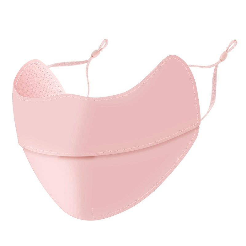 Women's ice silk sun-protective face mask, lightweight breathable fabric covering face and neck