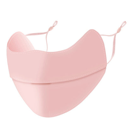 Women's ice silk sun-protective face mask, lightweight breathable fabric covering face and neck
