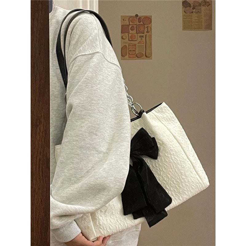 Large capacity bow tote canvas shoulder bag by My Store-vesm