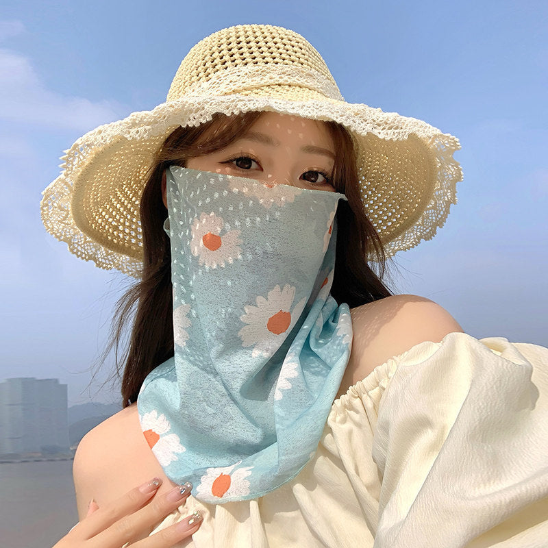Summer UV-protective full-face mask for women, lightweight sun protection covering face and neck