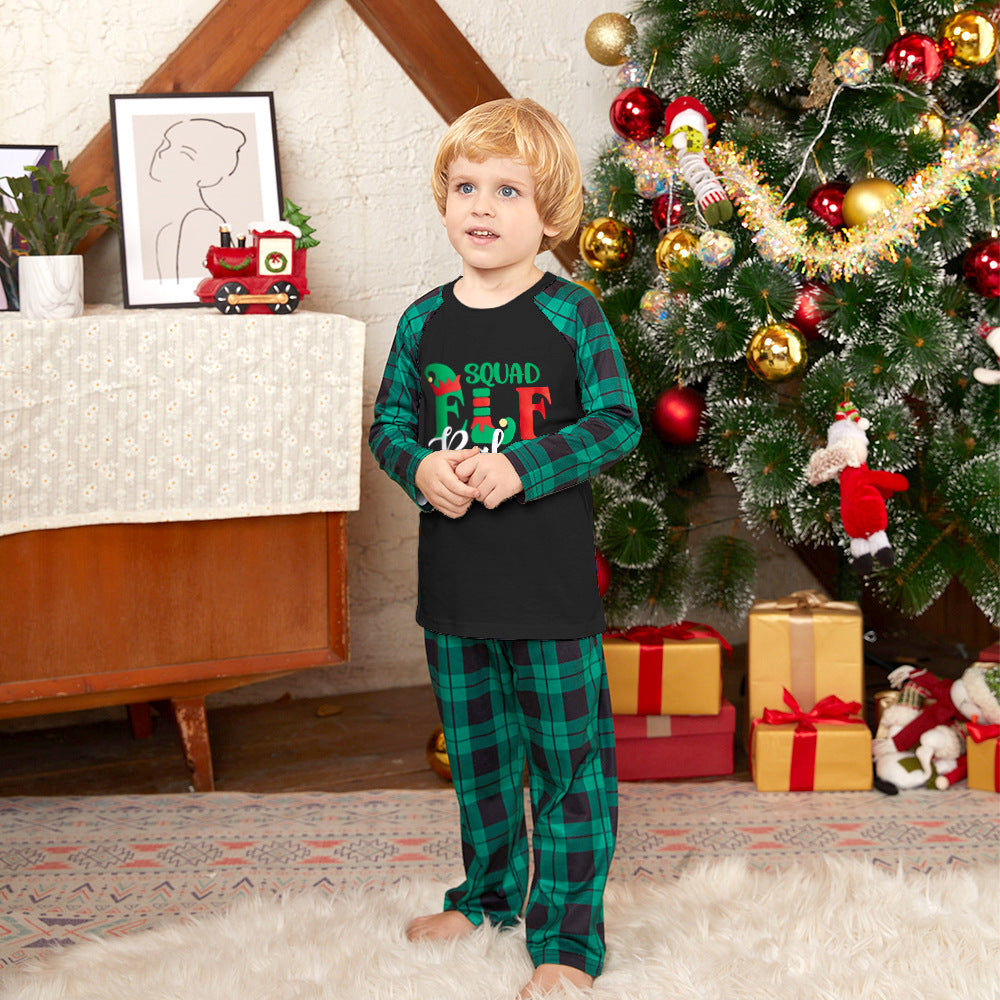 Printed autumn winter Christmas parent-child home pajamas set by My Store