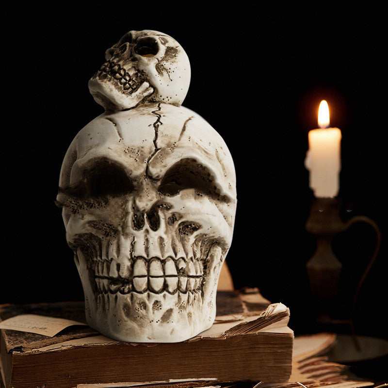 Resin skull Halloween decoration with aromatherapy design for home decor