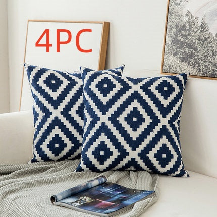 Classical embroidered home pillow cover without core, featuring decorative stitching and a soft fabric design