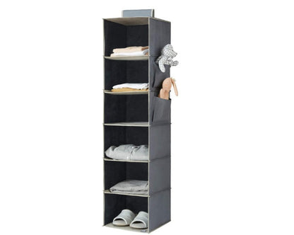 Bamboo multi-layer wardrobe storage hanging bag with multiple compartments for organized clothing storage