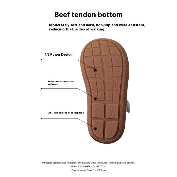 Children's small leather shoes with non-slip soft soles, cute princess cartoon design for girls