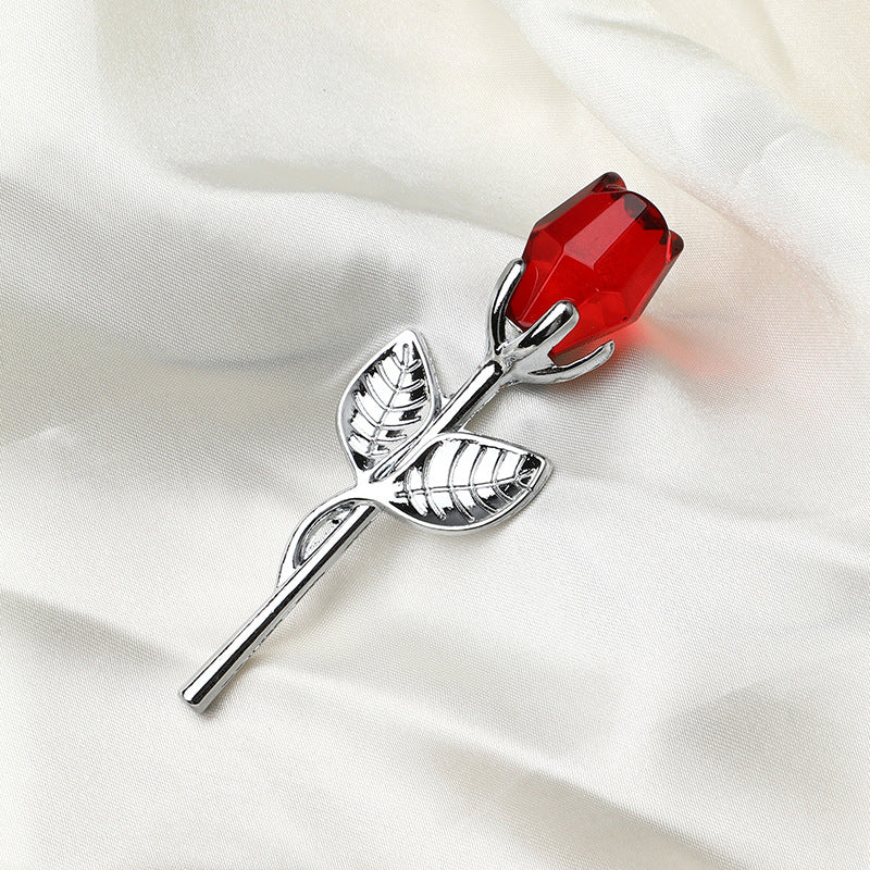 Crystal metal rose for Valentine's Day or wedding gift, decorative small rose ornament
