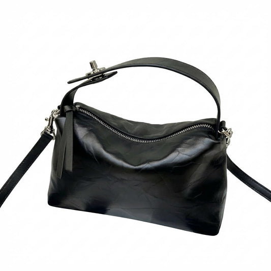 Top-grain cowhide genuine leather tote bag for women, hand-grain texture and versatile design
