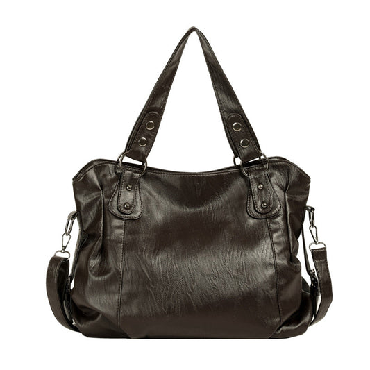 2025 retro large-capacity tote handbag with single-shoulder crossbody strap in Korean style