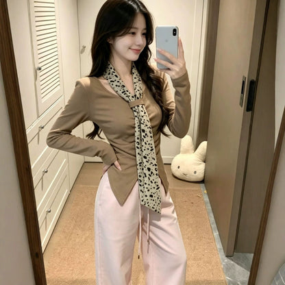 Ruched designer long-sleeve T-shirt base layer by My Store