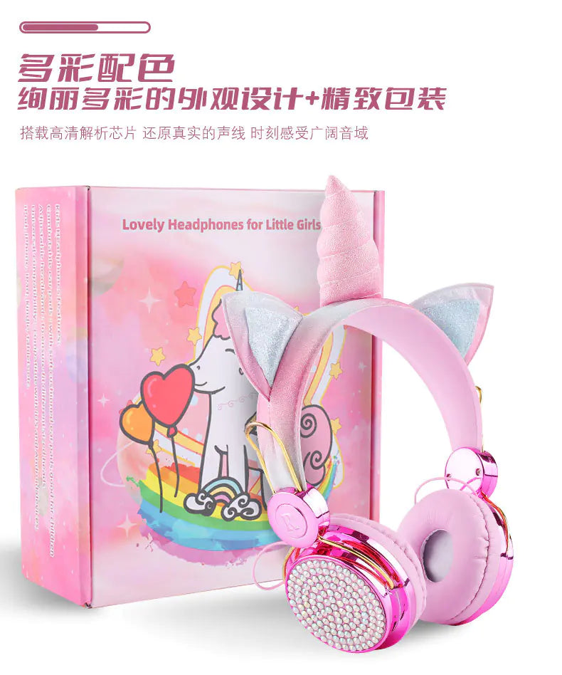 Wired Unicorn Cartoon Headphones for Kids (Gift)