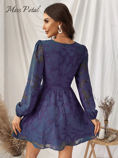 MISS PETAL Green Plunge A-Line Mini Dress for Women