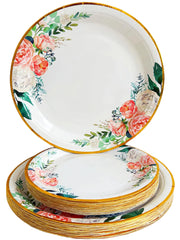 hodooly Round Floral Disposable Paper Plates 50 Pack25 x 9inch and 25 x 7inch Dinner Plates Disposable Paper Plates Party Supplies Plates for All Occasions