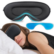 Blackout Eye Mask for Side Sleeper 3D Contoured Cup No Eye Pressure Sleeping Mask 100% Light Blocking with Adjustable Strap for Christmas Gift (Eye mask+ice Pack)