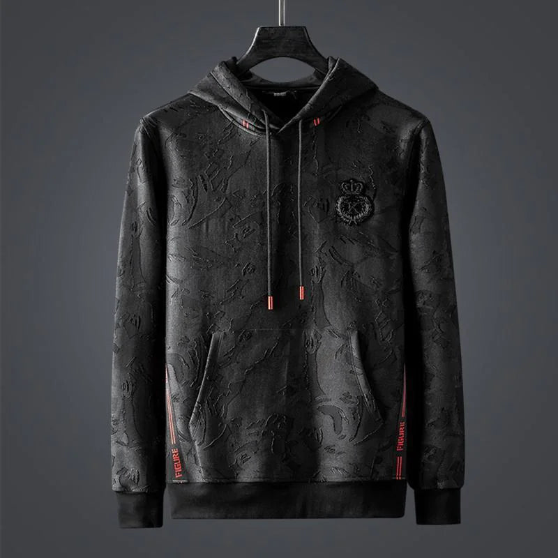 Men's Long-Sleeved Black Round Neck Sweater