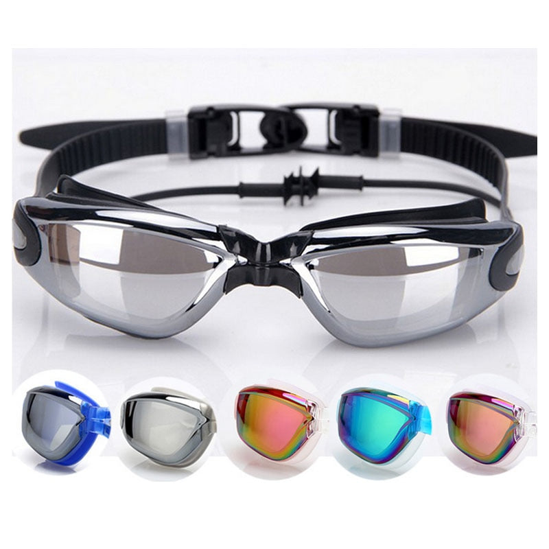 Swimming goggles, waterproof design with clear lenses and adjustable strap