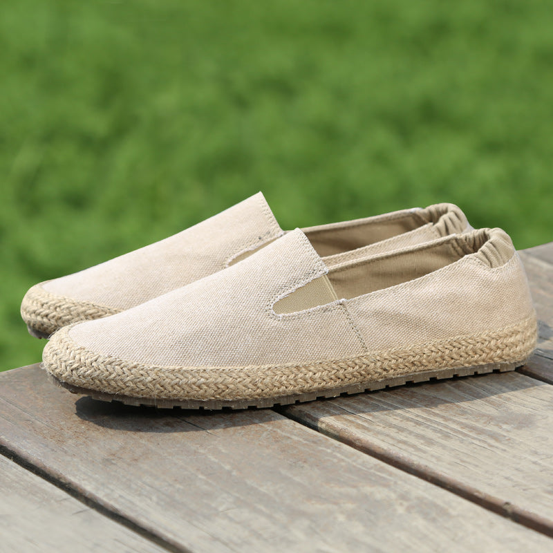 Men's Chinese style summer Fisherman slip-on shoes by BACKUPMYFILESNOW®, featuring breathable fabric and casual slip-on design.