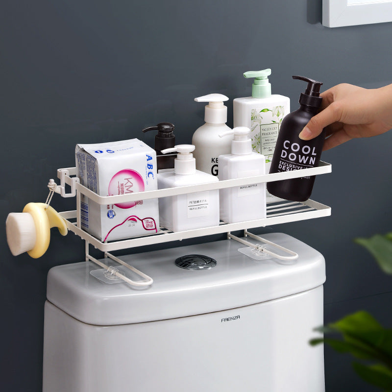 Punch-free toilet rack by My Store, wall-mounted storage organizer visible in white finish