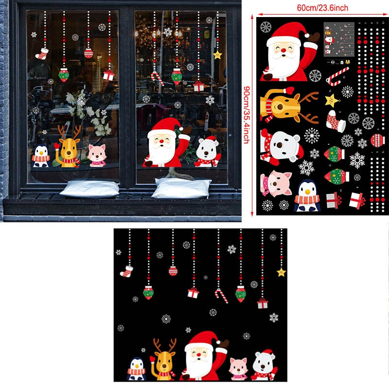 Christmas decorations store window stickers by My Store, festive holiday designs for glass display windows