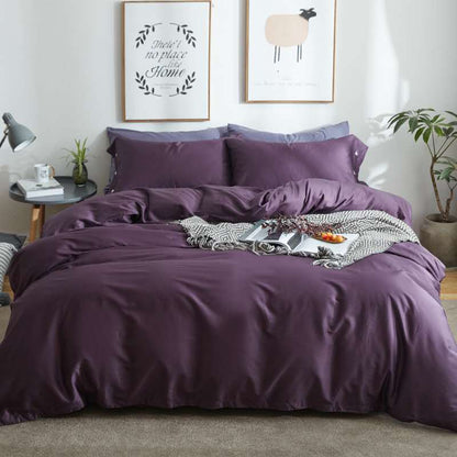 Solid color four-piece bedding set made from long-staple cotton satin fabric