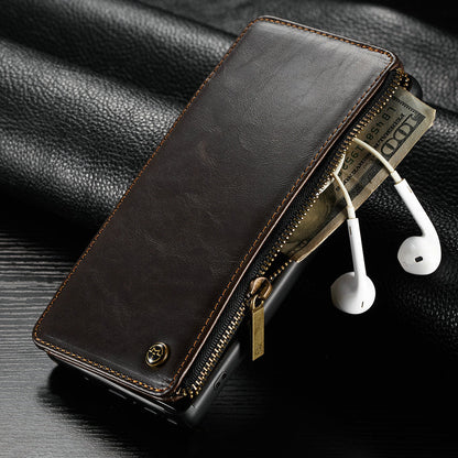 Leather flip phone case with protective cover and card slots by My Store